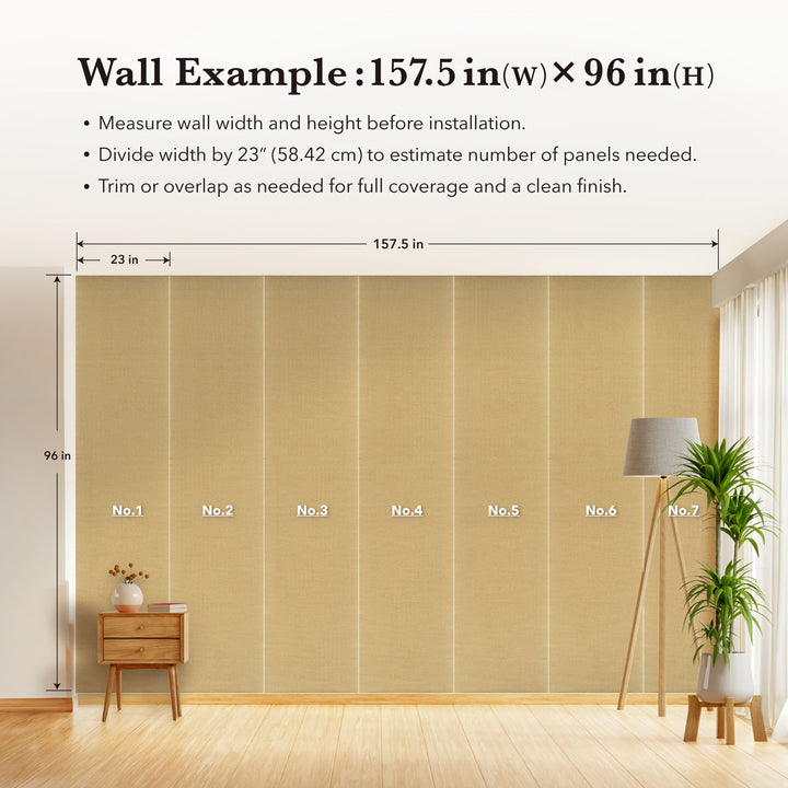 Wall with vertical blinds showing measurement guide and installation tips.