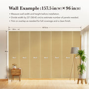 Wall with vertical blinds showing measurement guide and installation tips.