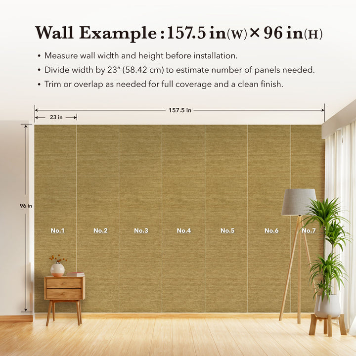 Wall with bamboo blinds showing measurement guide and layout.