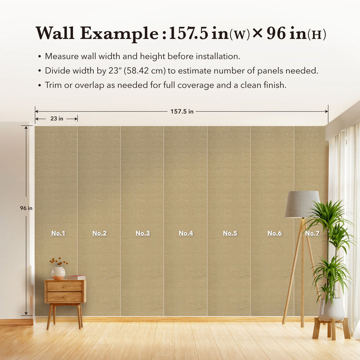 Wall with horizontal panels labeled No.1 to No.7, showing measurement details.