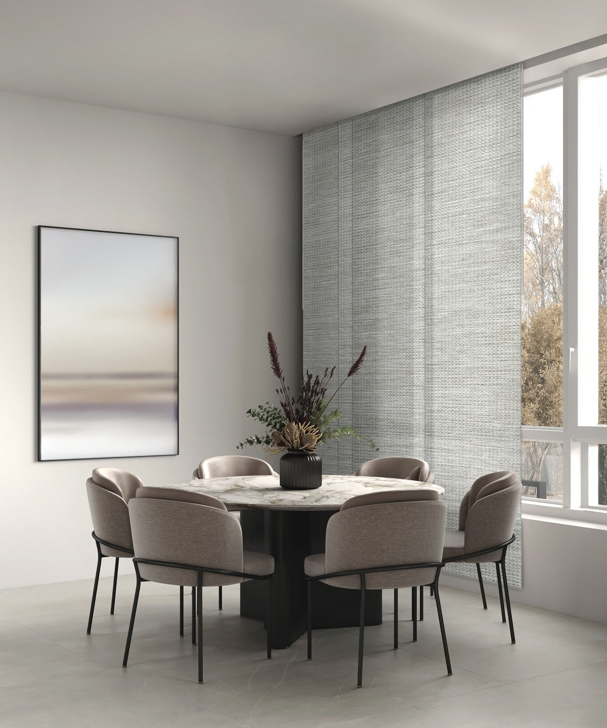 silent gray dining room vertical blinds