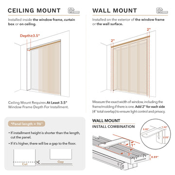 vertical blinds ceiling mount vs wall mount diagram