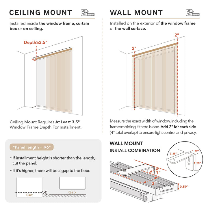 panel track blinds measurement