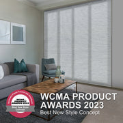 2023 WCMA  white and blue vertical blinds