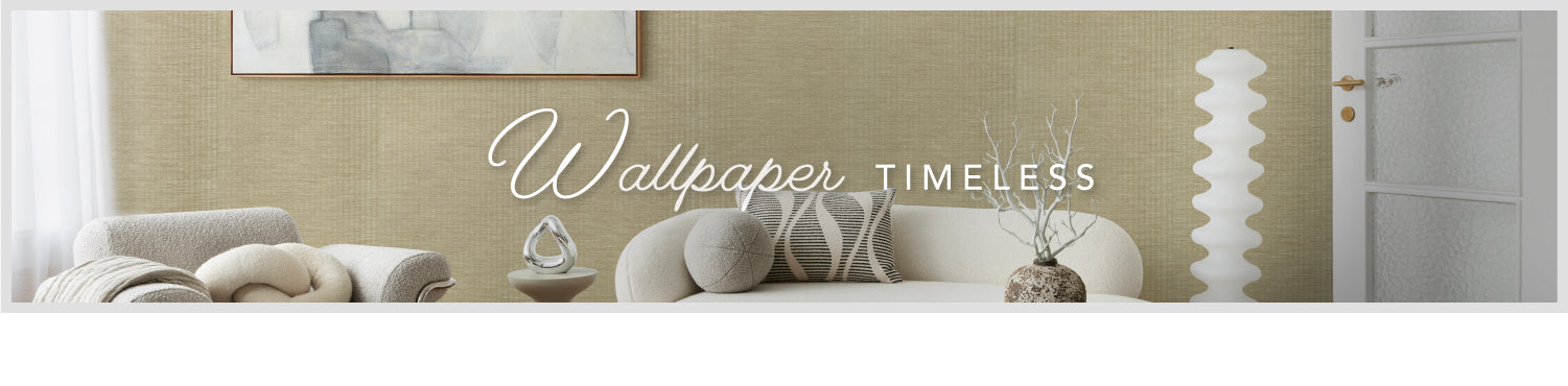 GoDear Design_Wallpaper Timeless advertisement with a living room setting and 'Wallpaper Timeless' text.