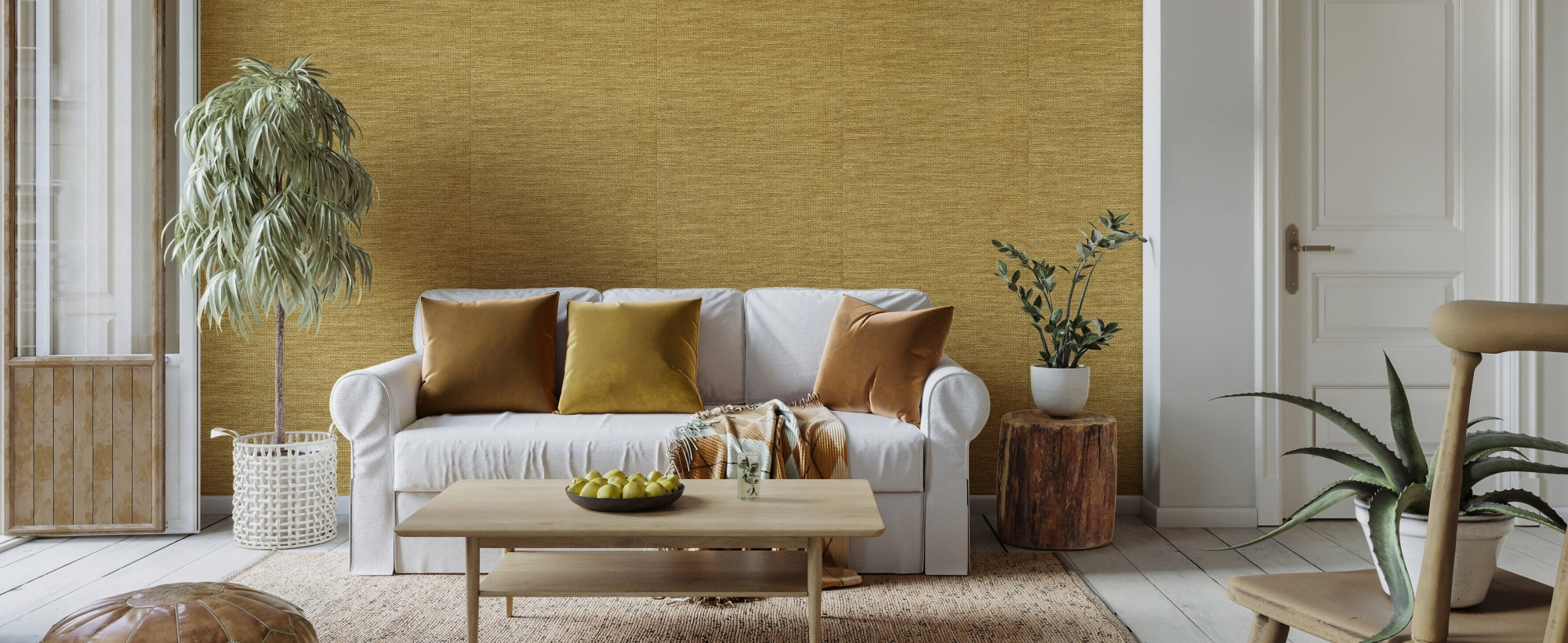 straw decorative fabric for Japandi style decor