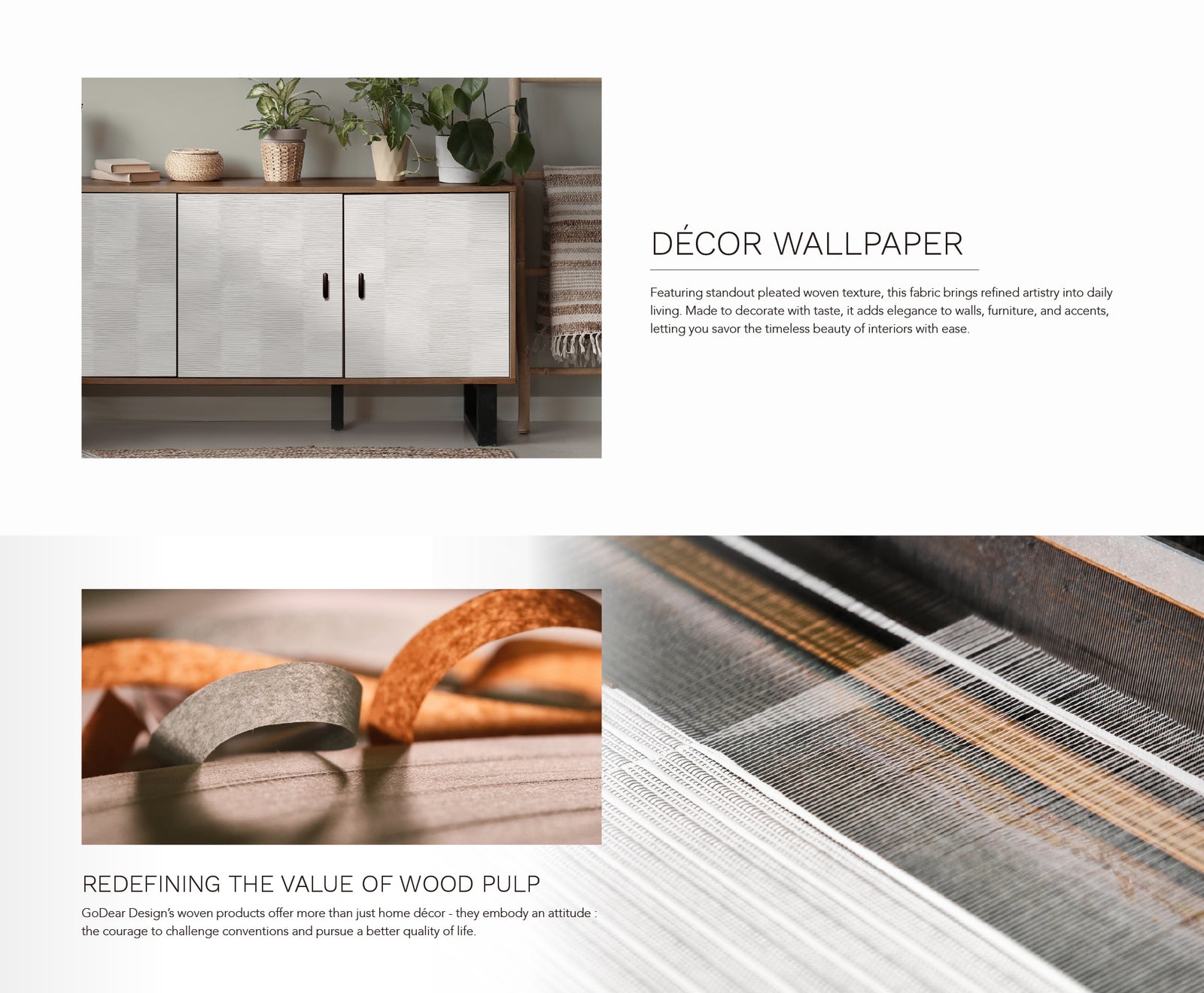 GoDear Design_Decorative wallpaper with a focus on wood pulp and its use in home decor.