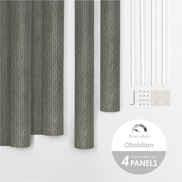 Panel Fabric Set (4 Panels) | Semi-Sheer | Obsidian