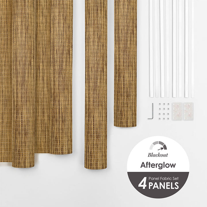 GoDear Design_A set of four beige-colored fabric panels with a textured weave pattern, intended for use in window treatment systems.
