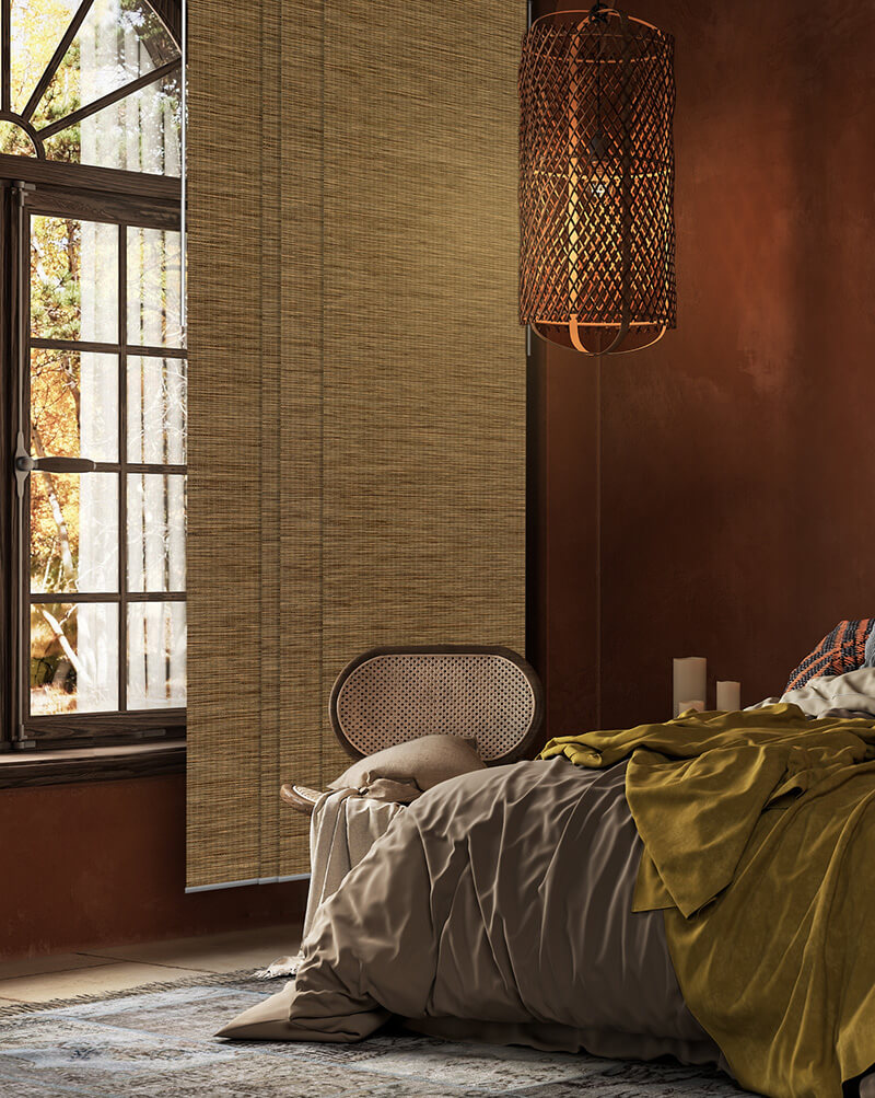 brown blackout vertical blinds