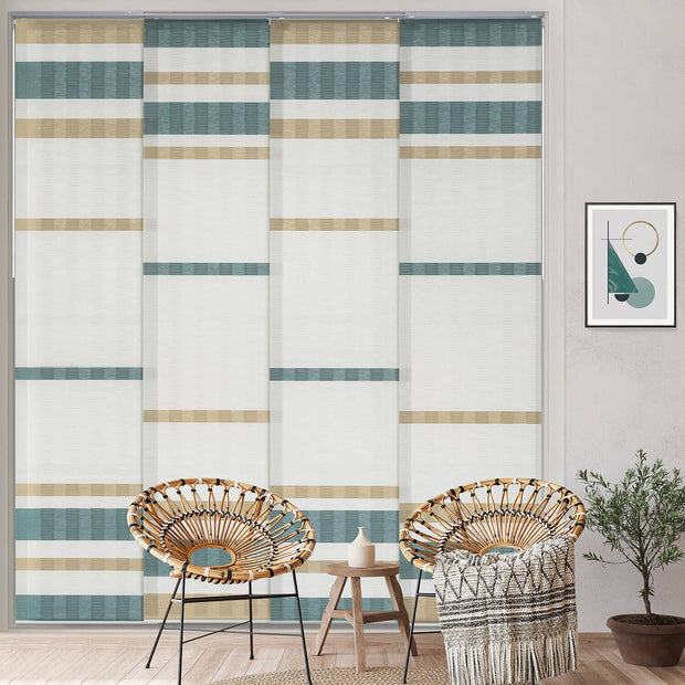 white yellow and green vertical blinds