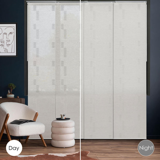 white sheer blinds day and night color