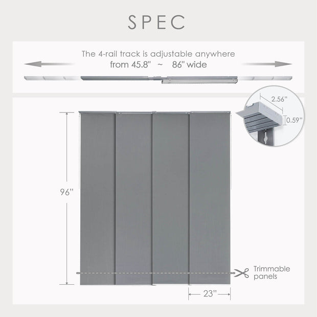 gray sliding panels size
