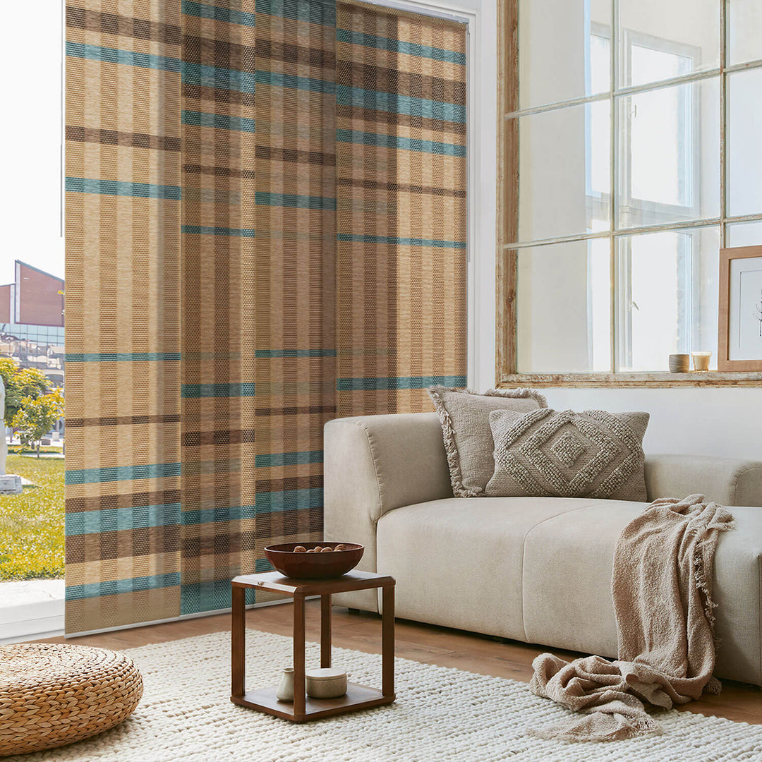 brown blinds for sliding door