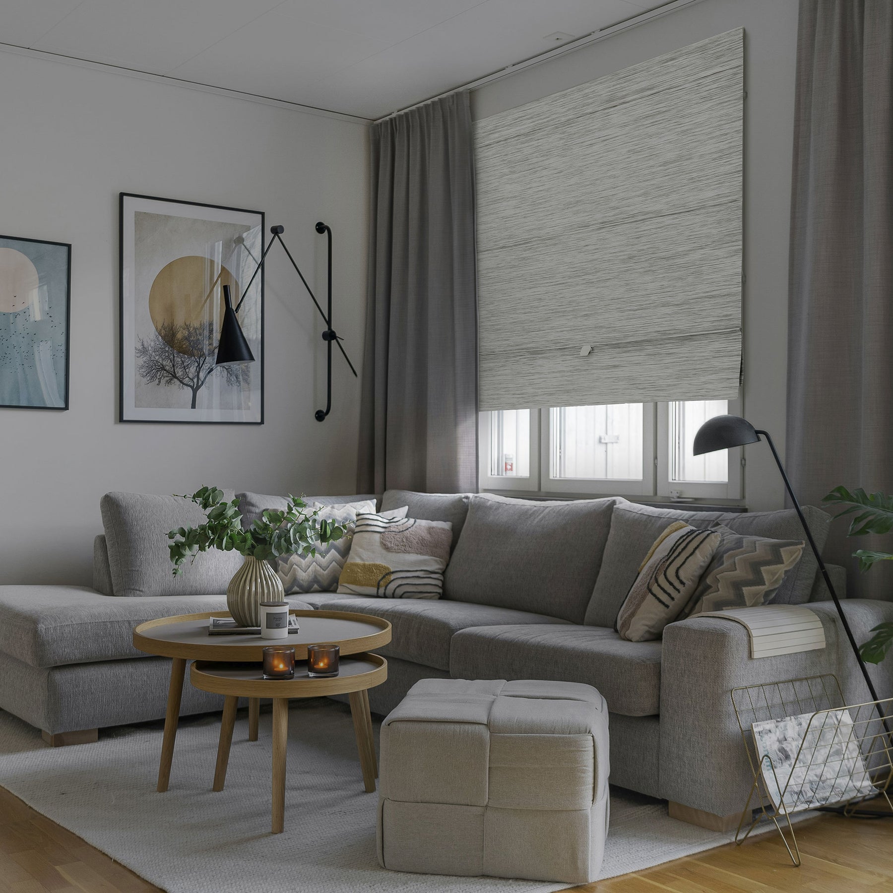 Modern blackout magnetic Roman blinds