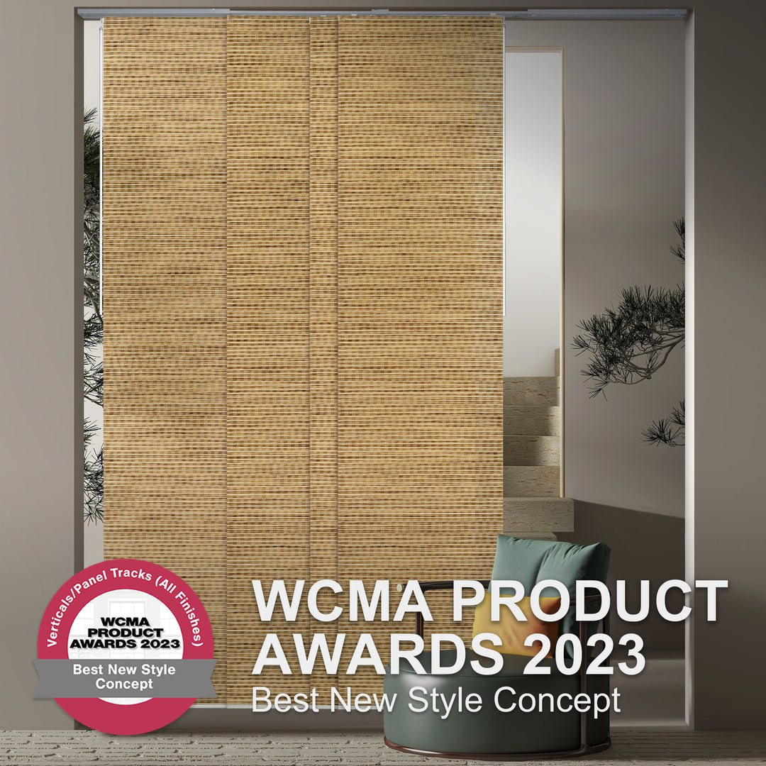 GoDear Design_Decorative blind with WCMA Product Awards 2023 badge in a room setting