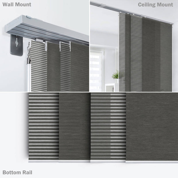 top and bottom details of panel track blinds