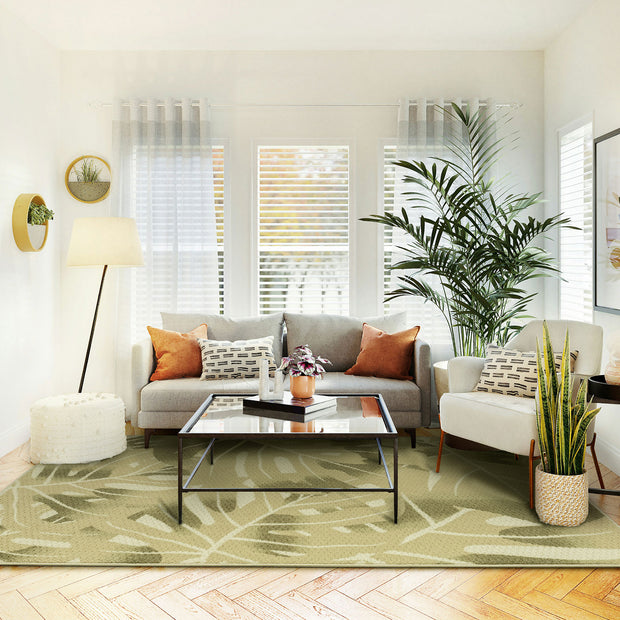 New Zealand Wool Area Rug | Flora Wool Blended | Palm Fronds