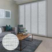 white and blue vertical blinds