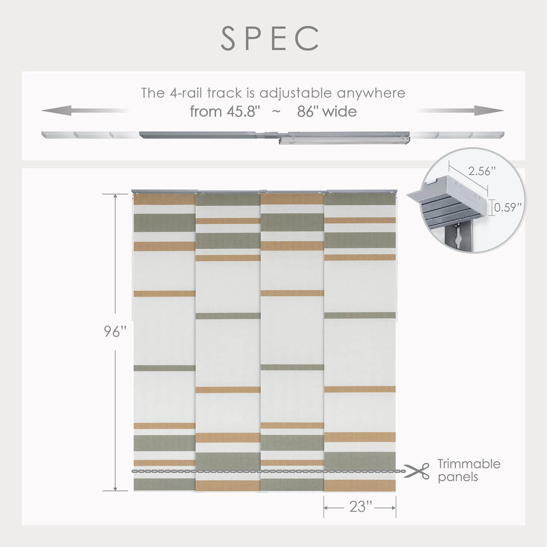panel track blinds size