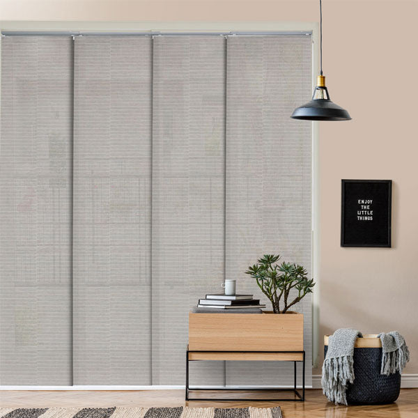 beige panel track blinds
