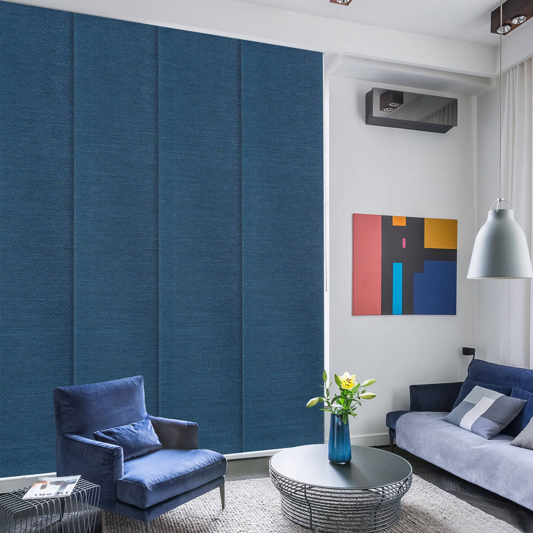 dark blue large window blinds