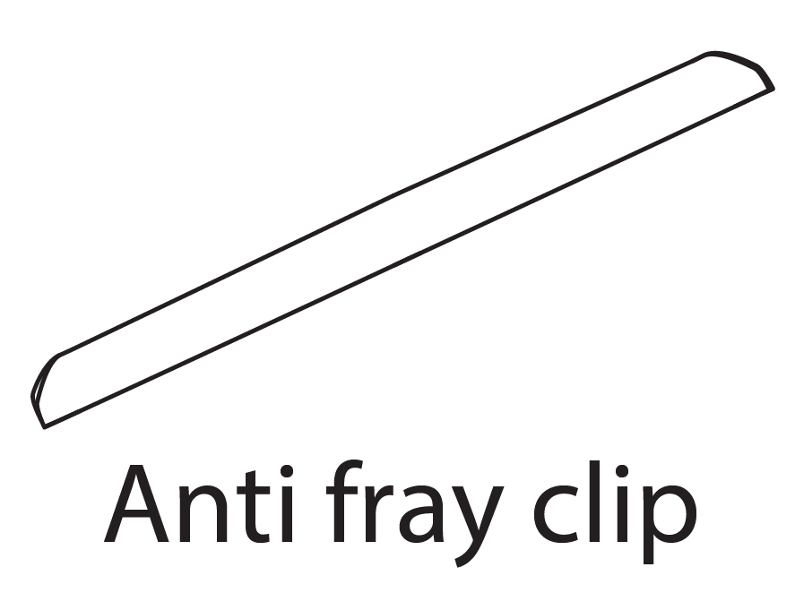GoDear Design Line drawing of an anti fray clip.
