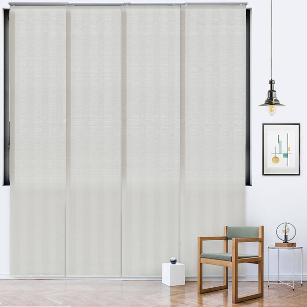 white vertical stripe pattern blinds