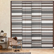 brown and gray stripe pattern blinds
