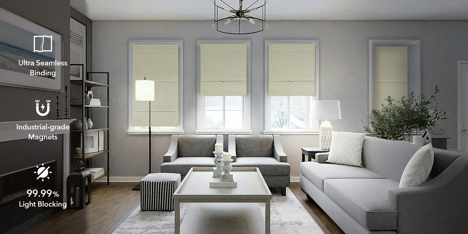 GoDear Design Modern living room with gray sectional sofa, coffee table, and decorative elements.