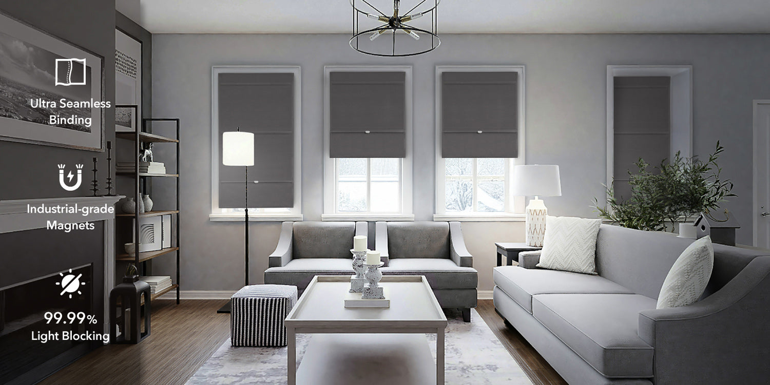 GoDear Design Modern living room with gray sectional sofa, coffee table, and decorative elements.