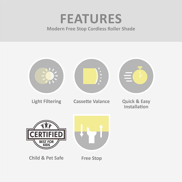 Free Stop Cordless Roller Shade | Roller Shade | Solar White - GoDear shop