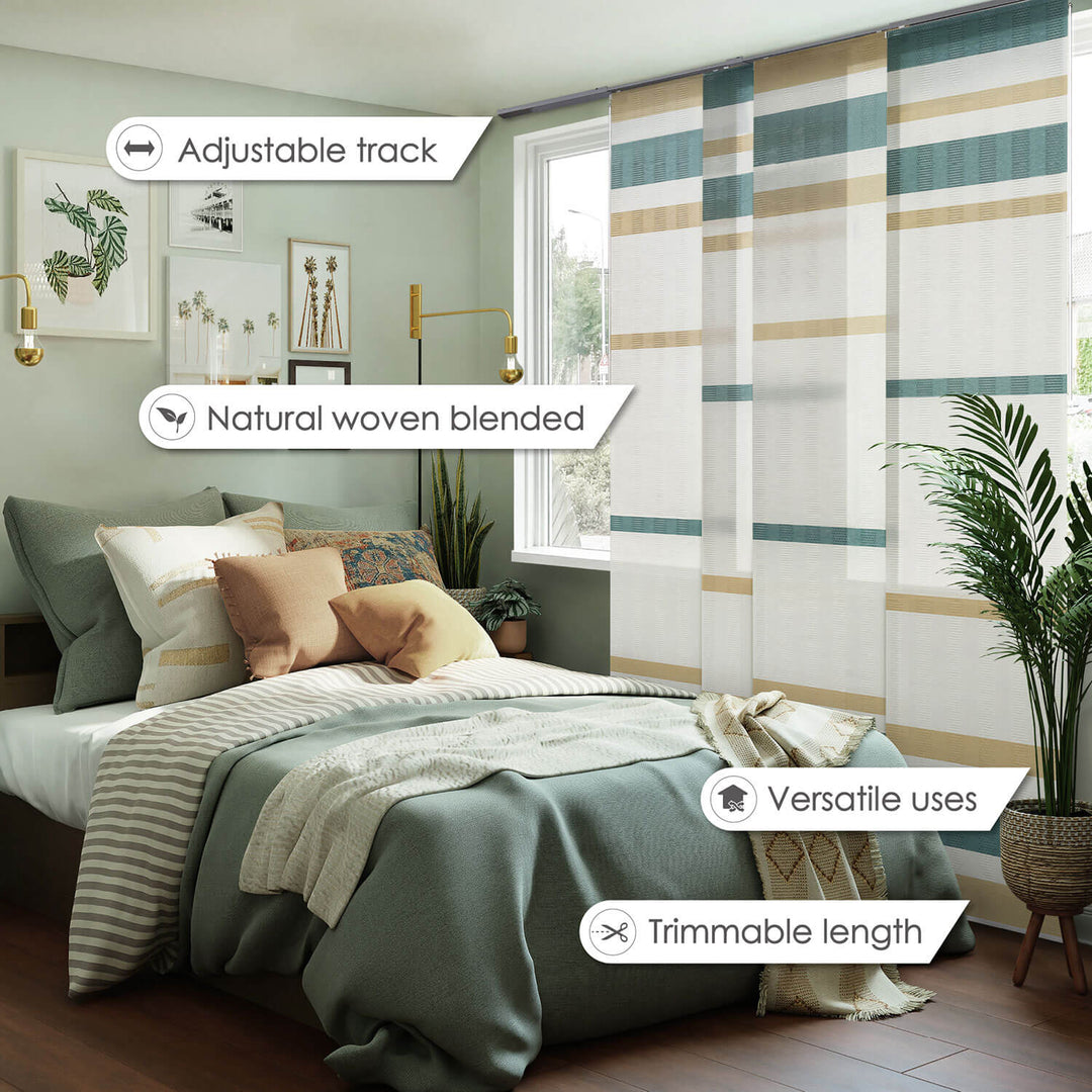 light colored large panel track blinds