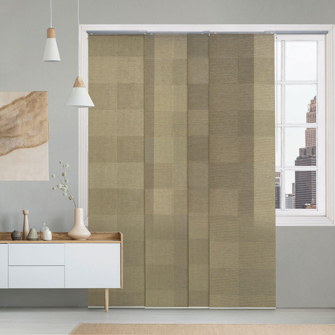 brown block vertical blinds