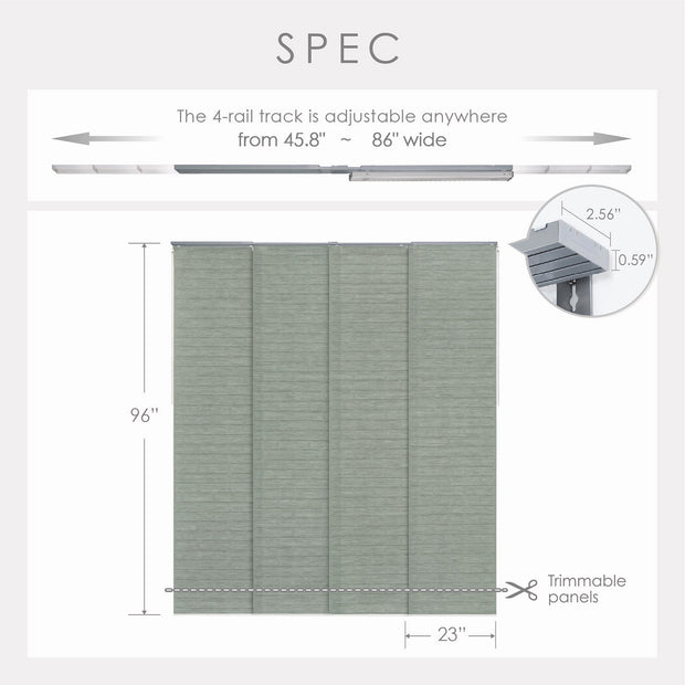 gray panel track blinds size