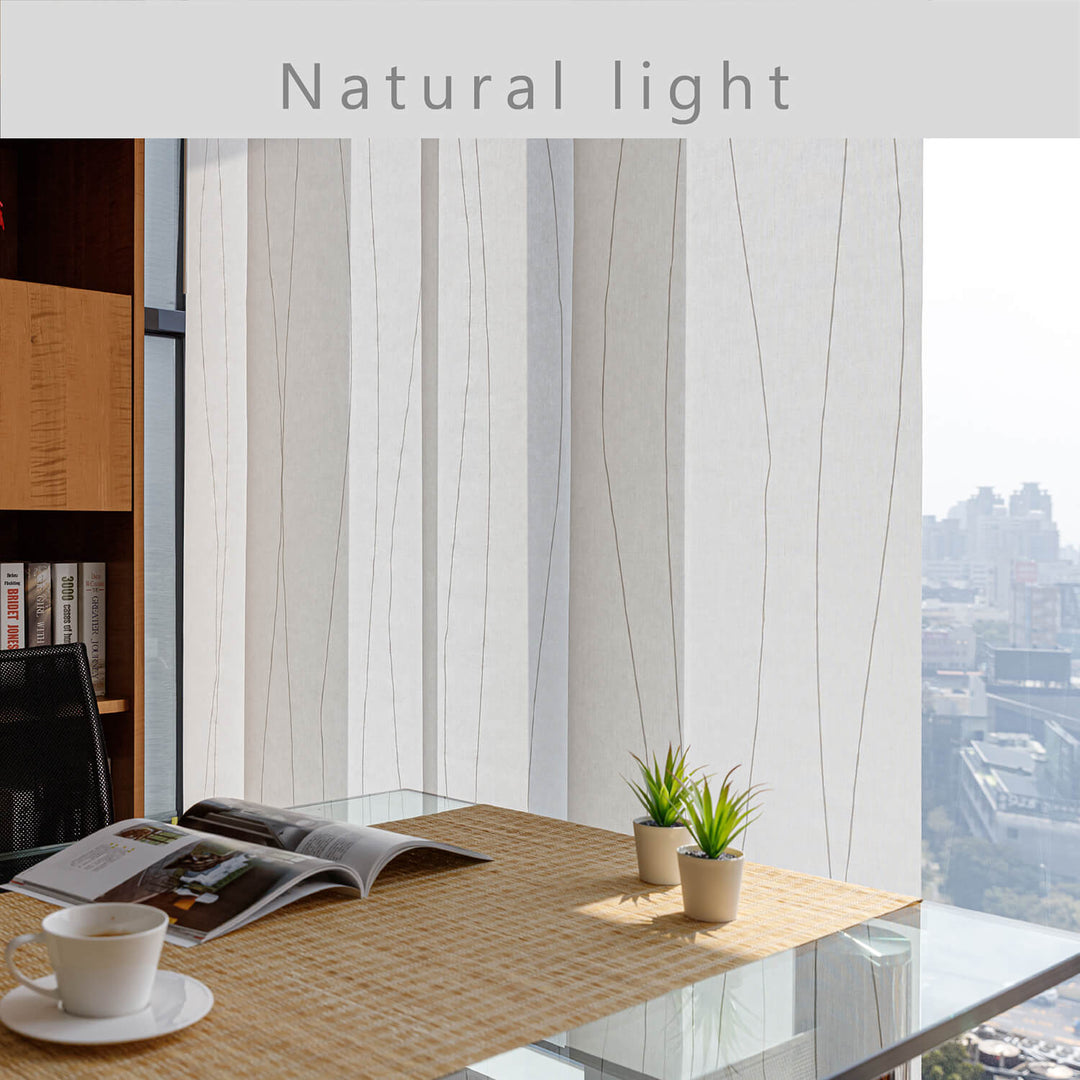 white panel track blinds