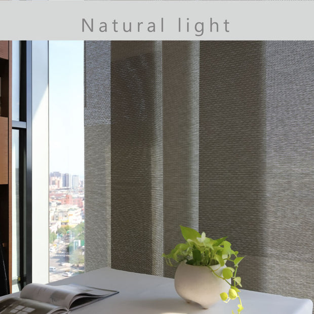 gray color block natural woven fabric light filtering blinds for home light control