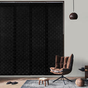 black checker pattern vertical sliding blinds