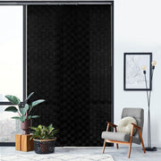 black checker pattern vertical panel track blinds