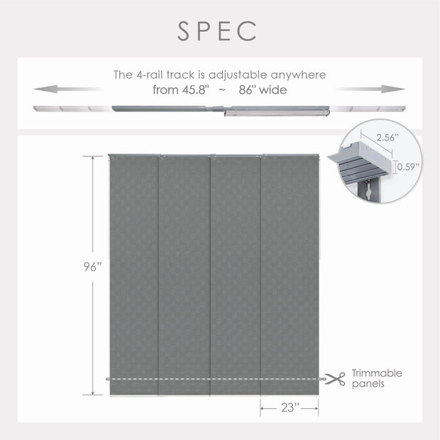 gray checker pattern sliding door blind size
