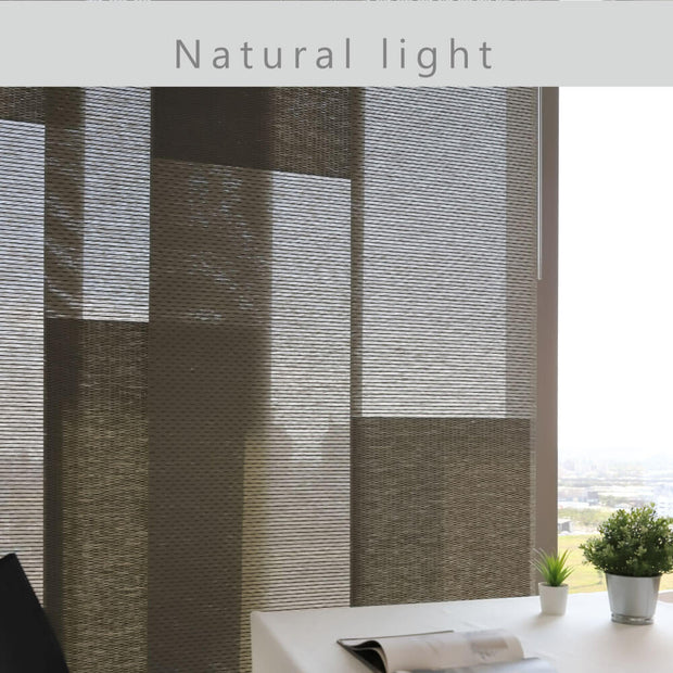 gray color block natural woven fabric light filtering window shades light control