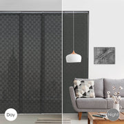 dark gray checker pattern sheer vertical blinds