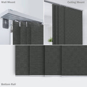 dark gray checker pattern natural woven fabric light filtering blinds for home sliding rail track and bottom rail