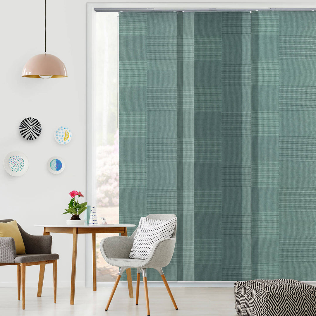 green vertical blinds for large sliding door