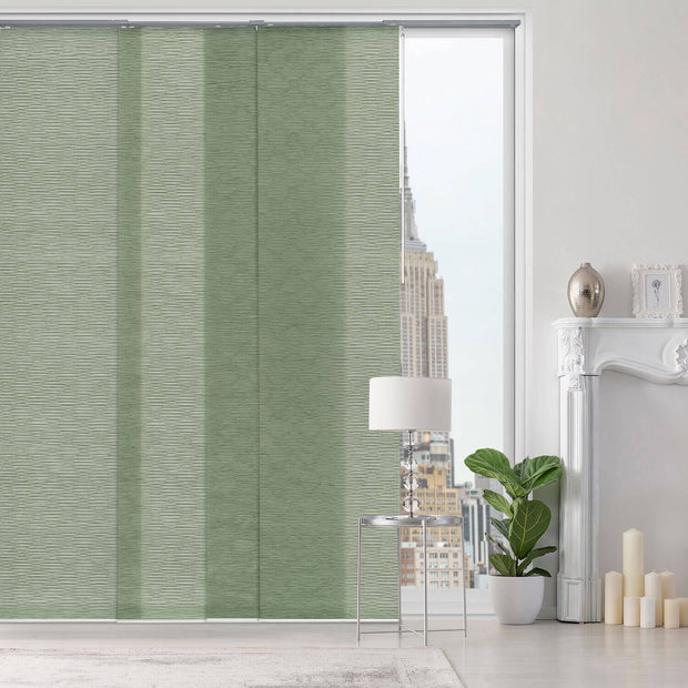 green vertical blinds