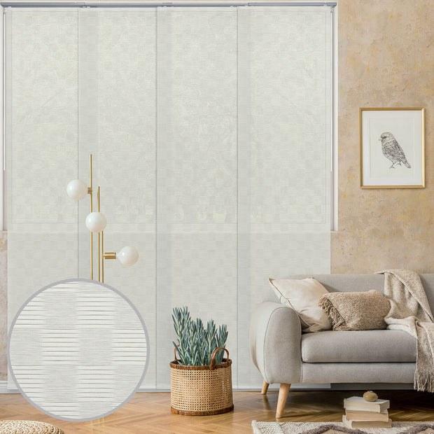 white checker pattern natural woven fabric light filtering panel curtains