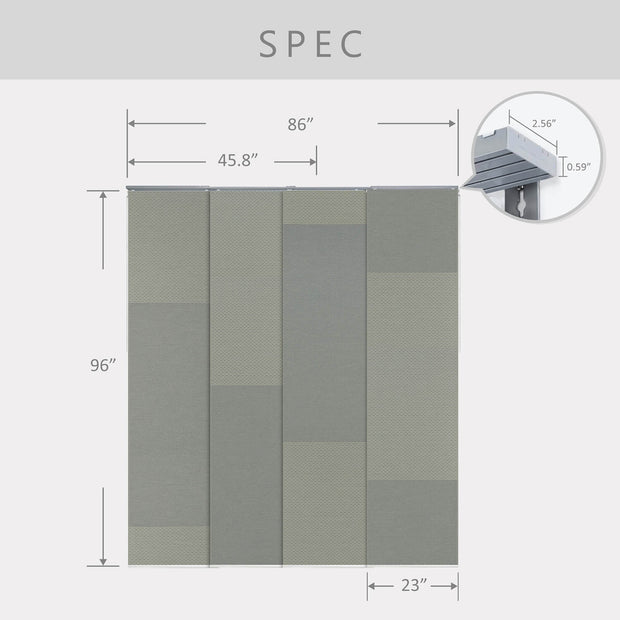color block panel track blinds specification