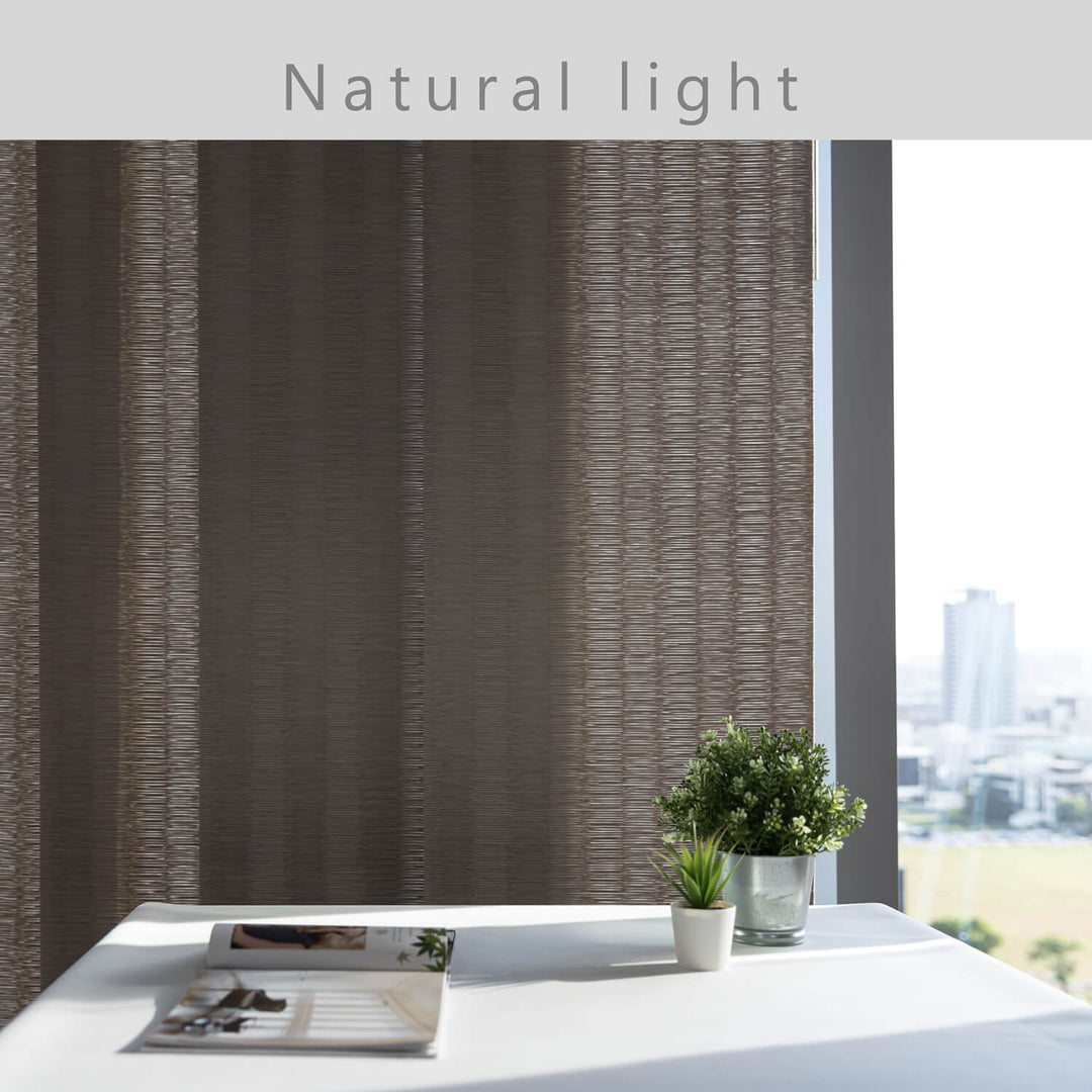 beige light filtering window covering