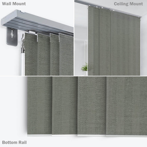 gray vertical blinds hanging ways