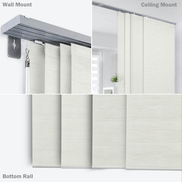 white semi-sheer vertical blinds mounting type